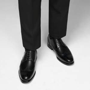 Men's Genuine Leather Oxford Style Formal Shoes with Wingtip Detail